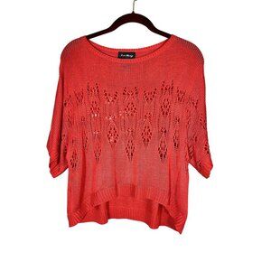 Retro Knit Sweater Orange XL Floral Boho Western Hippie Indie Folk Neutral 80s